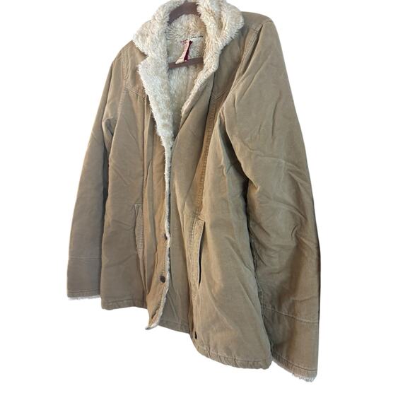 Abercrombie & Fitch Womens Camel Color Velvet Sherpa Jacket Size L Faux Fur Y2K - Picture 3 of 6